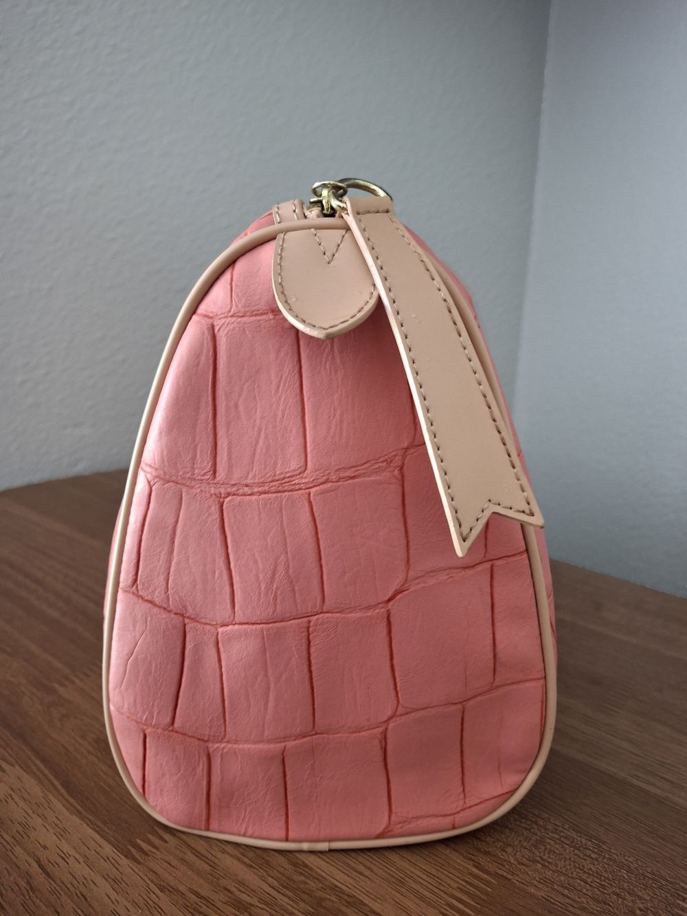Kate Landry Pink Croc-Embossed Structured Satchel Bag - Picture 8 of 8